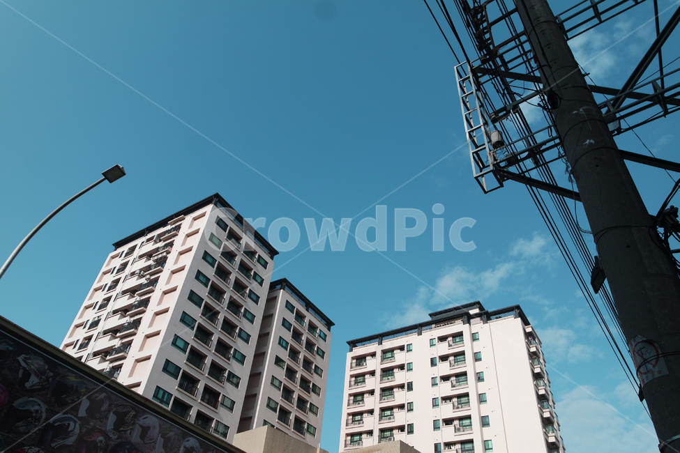 아파트,전신주,맑은하늘,가로등,대만,건축물,도시,건축물,건물외관,exterior,building,structure,architecture,construction