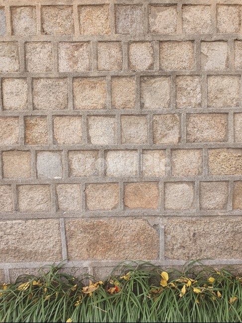 brick,벽돌,wall,벽,walkway,보도,path,통로,반복적인,패턴,반복패턴,돌담길,돌담,잔디,배경,네모,황토색
