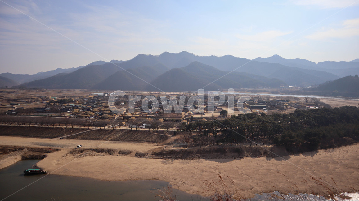 자연,풍경,산,강,감성,겨울,계절,자연경관,한국자연풍경,season,winter,전망,korealandscape,초가집,마을,전통적인,transitional,sky,안동