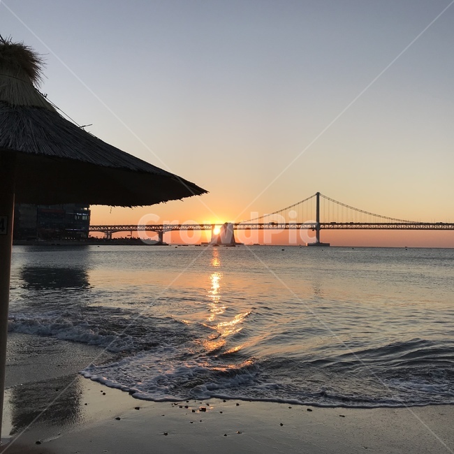 일출,광안대교,부산,바다,새해,다리