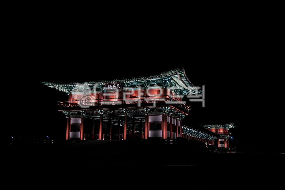 Night view,Woljeong Bridge,Hanok,Gyeongju,Korea