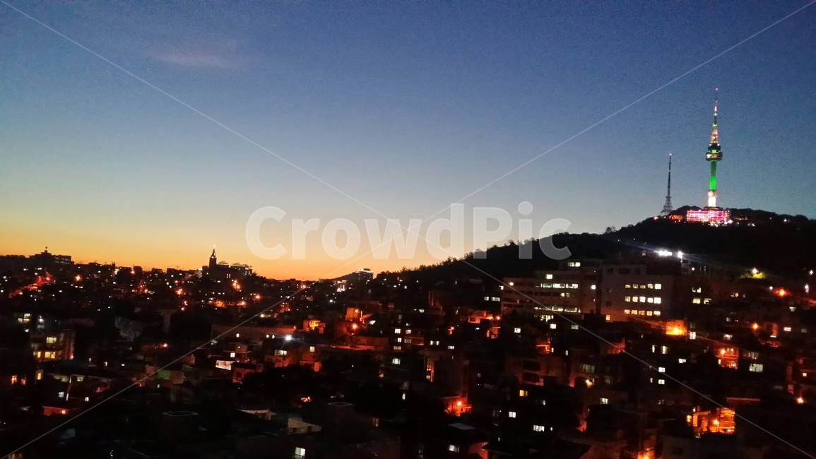 남산,노을,저녁,야외,서울,야경,경치