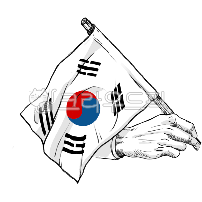드로잉, 펜드로잉, 태극기, flag, handdrawing, 사진,이미지,일러스트,캘리그라피 - 2DArt3DModel작가