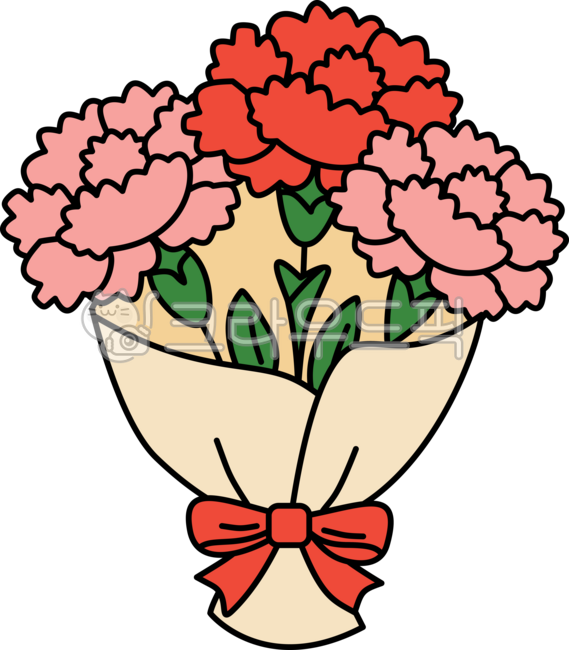 카네이션,꽃다발,꽃,포장지,리본,빨강,핑크,초록잎,선물,감사,축하,기념일,어버이날,스승의날,사랑,따뜻함,행복,로맨틱,장식,봄,플로럴,일러스트,carnation,flower,bouquet,wrap,ribbon,gift,thanks,celebration,love