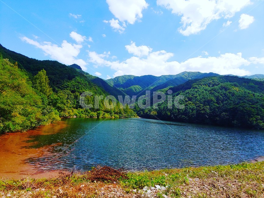 산,호수,가을하늘,구름,싱그러운,자연,풍경,nature,landscape,water,물,outdoors,옥외,lake