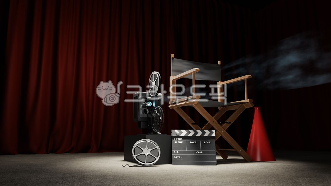 영화,무비,극장,영화관,상영관,필름,비디오,엔터테인먼트,영화감독,감독의자,확성기,슬레이트,프로젝터,어두운,조명,헐리우드,할리우드,제작사,프로덕션
