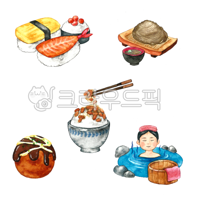 japan,painting,hand drawing,Spa,sushi,Sushi,Japanese painting,Takoyaki