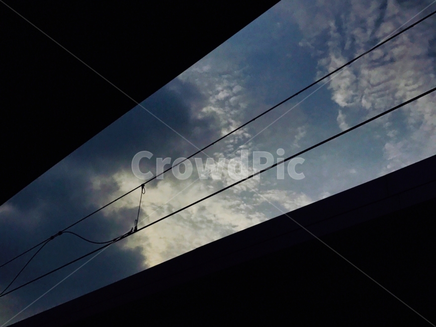 하늘,틈,빛,전기줄,구름,어둠,Sky,Light,Cloud