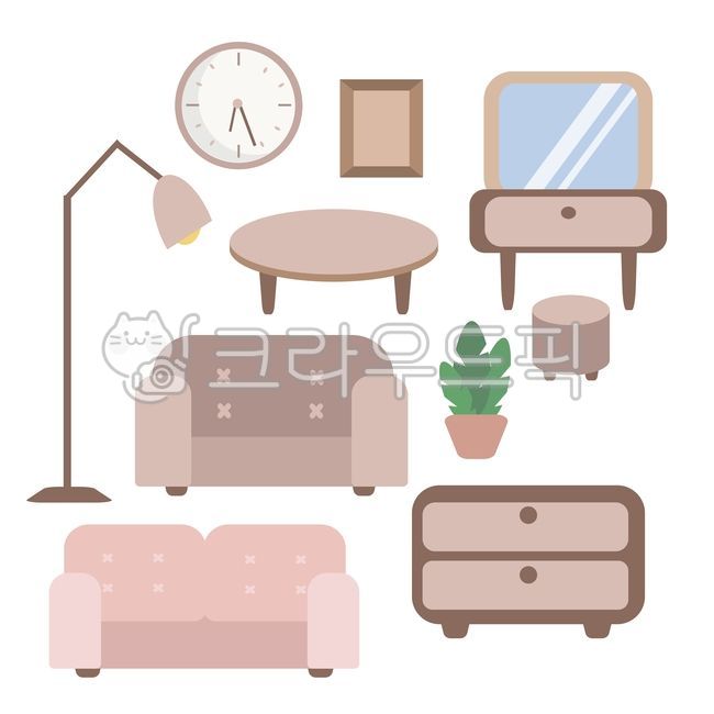 방꾸미기,집들이,가구,인테리어,신혼부부,혼수,방,거실,이사,심플한일러스트