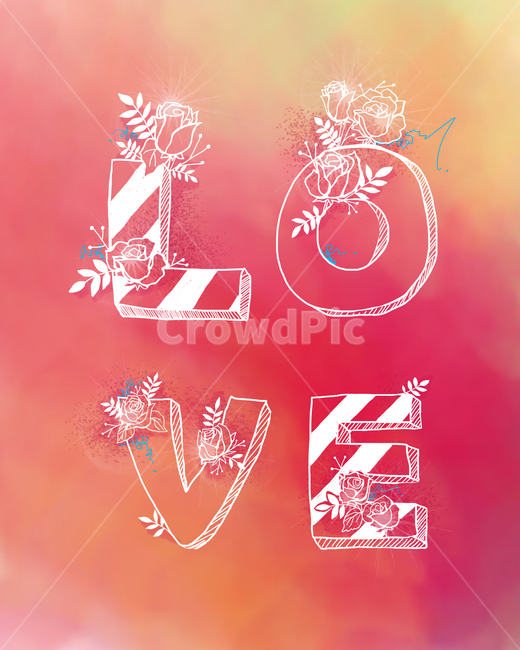 typography,line drawing,Emotion,leaf,flower