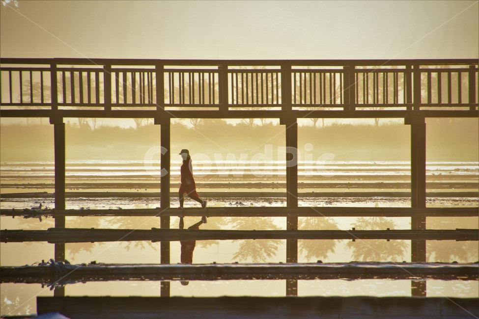 다리,물에비친,bridge,석양,waterfront