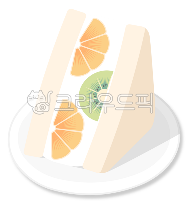 후르츠산도,산도,과일산도,과일샌드,샌드위치,귤,키위,과일,디저트,간식,음식,빵,식빵,요리,베이커리,생크림,달콤한,상큼한,신선한,일러스트레이션,클립아트,스티커,맛있는