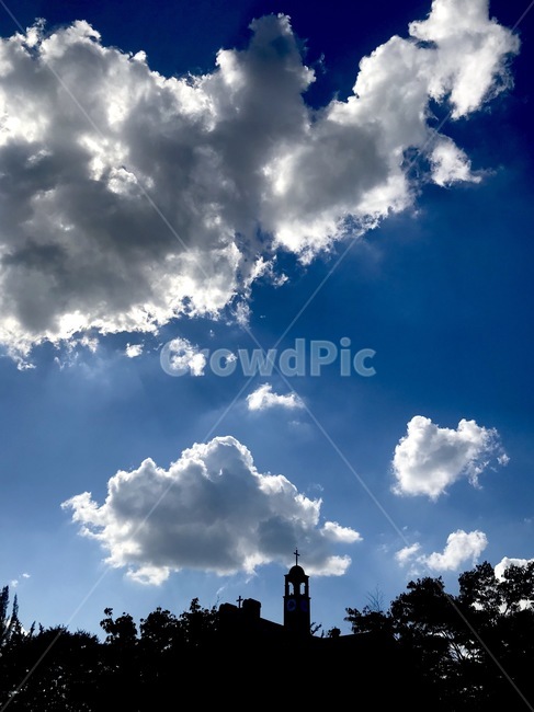 구름,교회,십자가,푸른하늘,sky