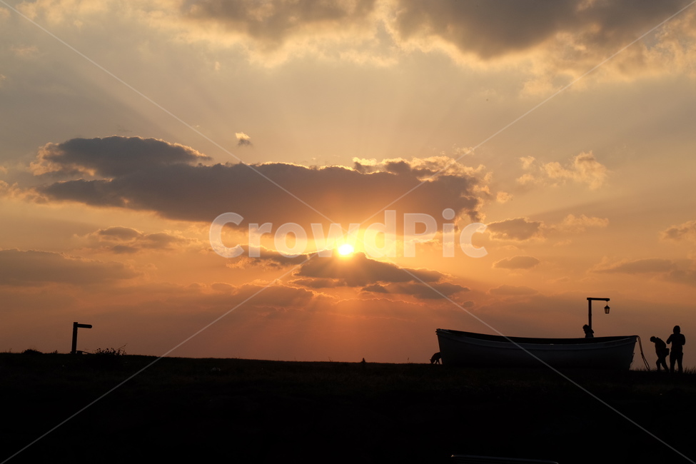 제주도,제주,광치기해변,노을,붉은노을,벤치,배,하늘,바다