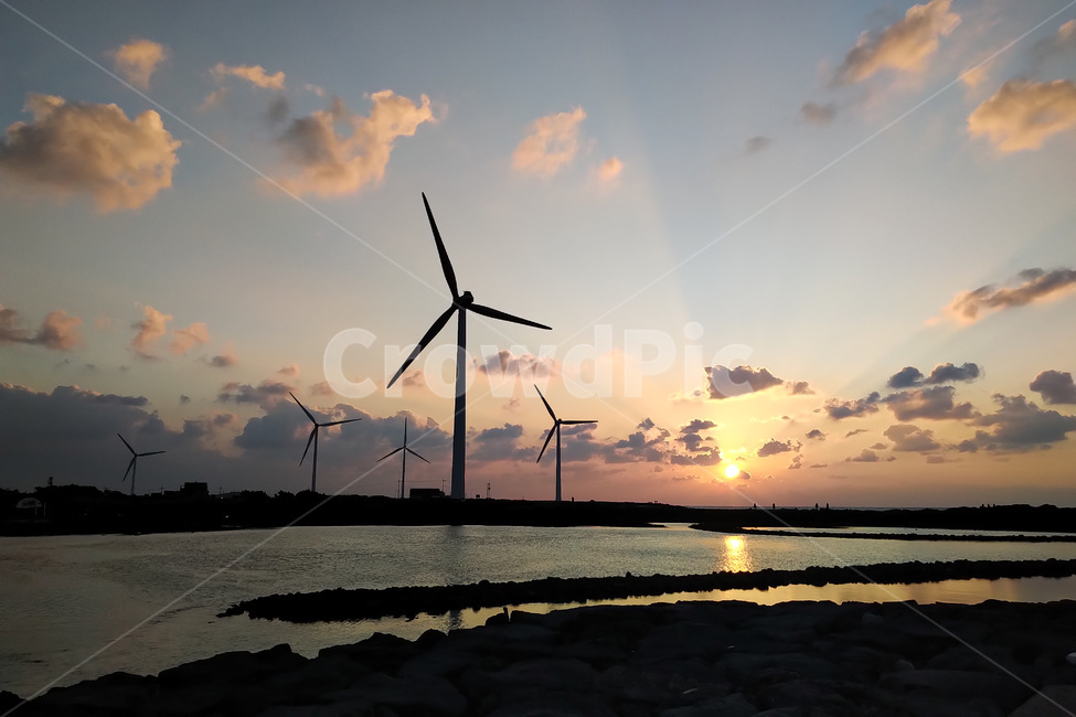 바다,ocean,자연,nature,노을,일몰,sunset,windmill