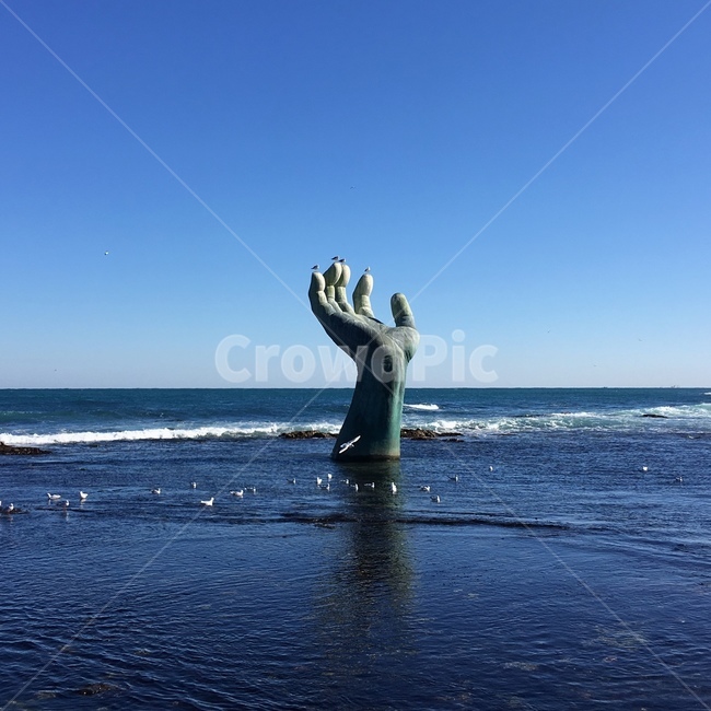 한국,포항,호미곶,바다,풍경,하늘,상생의손