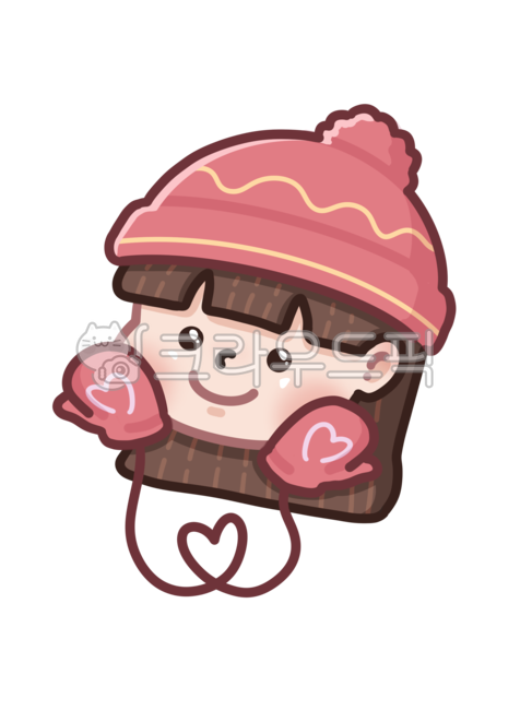 어린이,여자어린이,어린이집,유치원,겨울,장갑,털모자,하트,일러스트,여자캐릭터,아이,귀여운,illustration,child,female,kid,의류,모자,gloves,mittens,hat