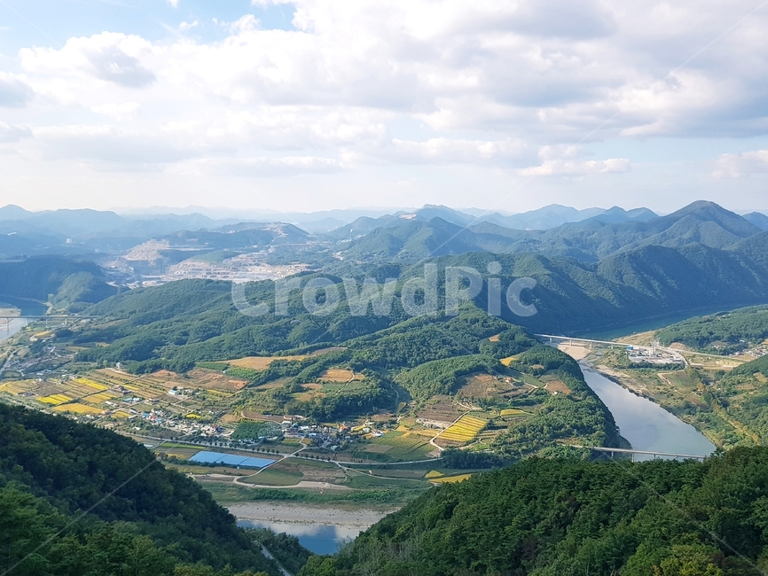 산,정상,구름,호수,그리움