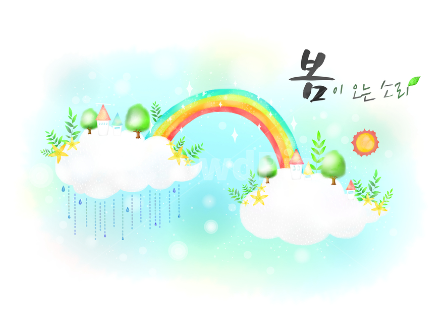 비,구름,나무,태양,해,무지개,감성,봄,배경,백그라운드,봄,계절,spring,season,그래픽,일러스트레이션,graphic,illustration,art,미술,floral design,플로랄 디자인,pattern,무늬