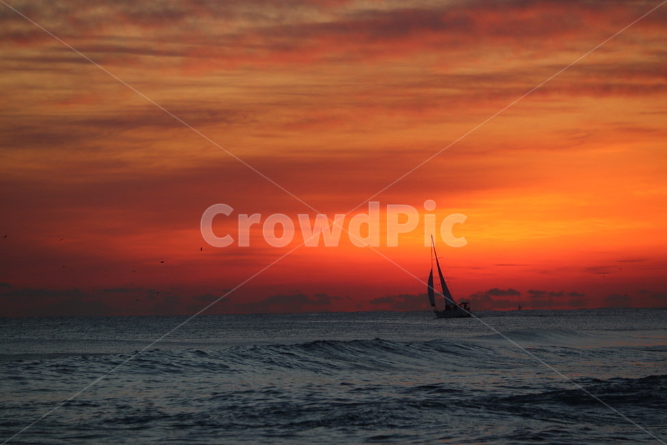 일출,바다,요트,빨강,태양,햇빛,red,sunrise,ocean,sailing,sun,sunshine,여행,휴가,traveling,vacation,trip,색깔,색상,색채,색감,color sense,color sensitivity,feeling of color,교통,교통수단,traffic,transportation