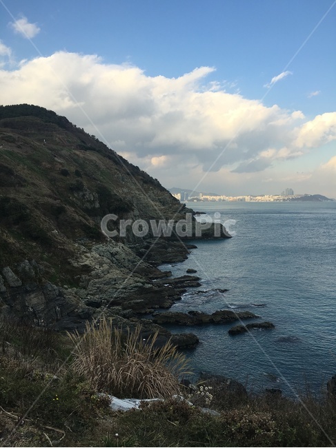 바닷가,부산,오륙도,하늘,구름