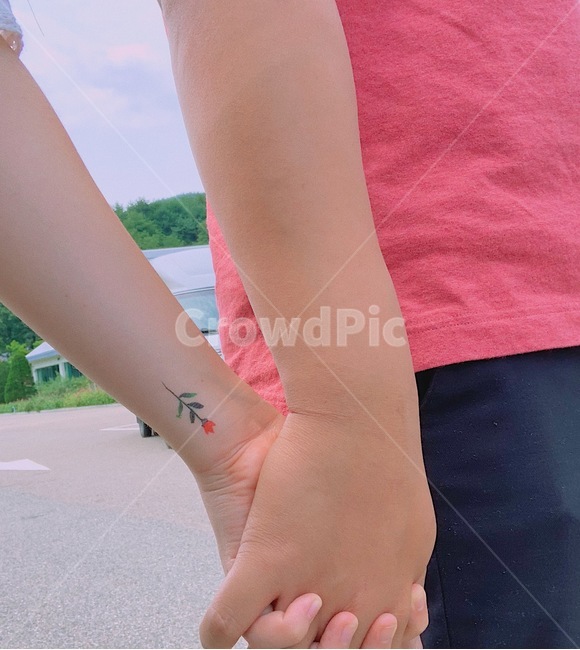 커플,연인,깍지,손,타투,여름