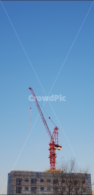 공사,크레인,공사장,하늘,비행기,산업,industry,industrial,건설업,건축업,construction industry