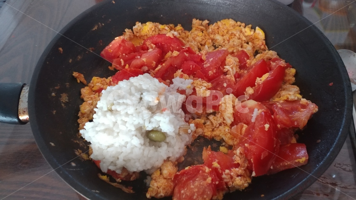 토마토,후라이,볶음밥,후라이팬,식사