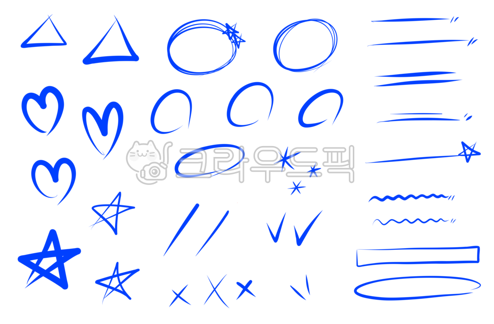세모, 하트, 별, 동그라미, 채점, 사진,이미지,일러스트,캘리그라피 - ivorypick작가