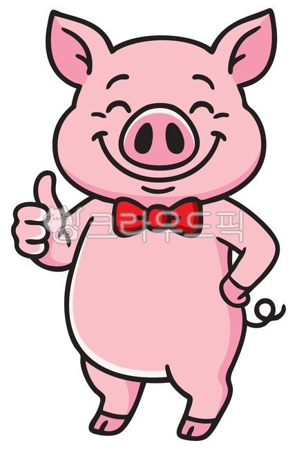 돼지,피그,돼지그림,돼지캐릭터,돼지일러스트,나비넥타이,엄지척,웃는돼지,복스러운돼지,분홍돼지,동물,동물그림,포유류,동물일러스트,돼지해,돼지띠