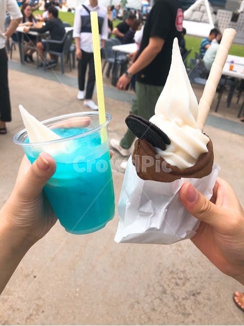 파르페,슬러쉬,아이스크림,손,축제,음료수,drink,beverage