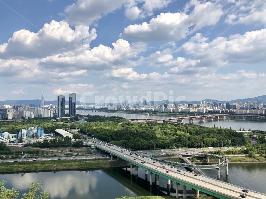 한강,풍경,전망,서울,여름,응봉산,응봉산팔각정,도로,성수대교,도시,풍경,city,landscape