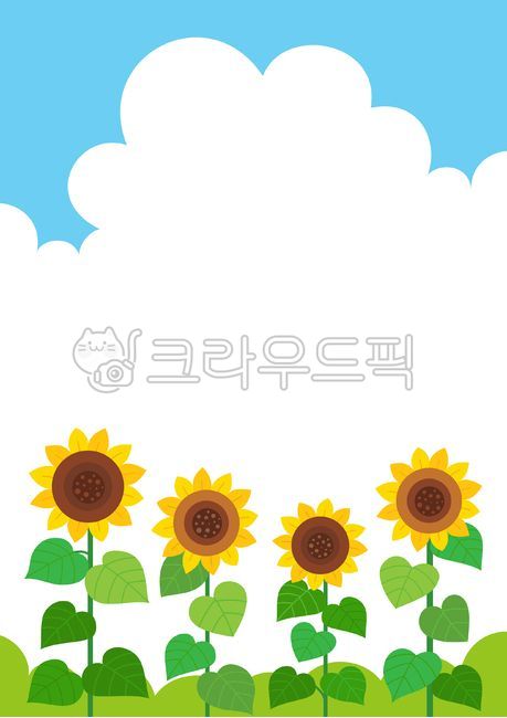 bush,summer,cloud,horticulture,grass,sight,season,illust,sky,nature,leaf,sunflower,flower,background,plant,garden,illustration,landscape