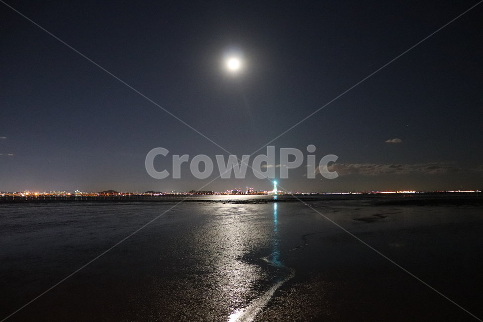 보름달,야경,인천대교,바다,갯벌,달빛,야경,밤,풍경,nightscape,night,landscape,nature,자연,outdoors,옥외