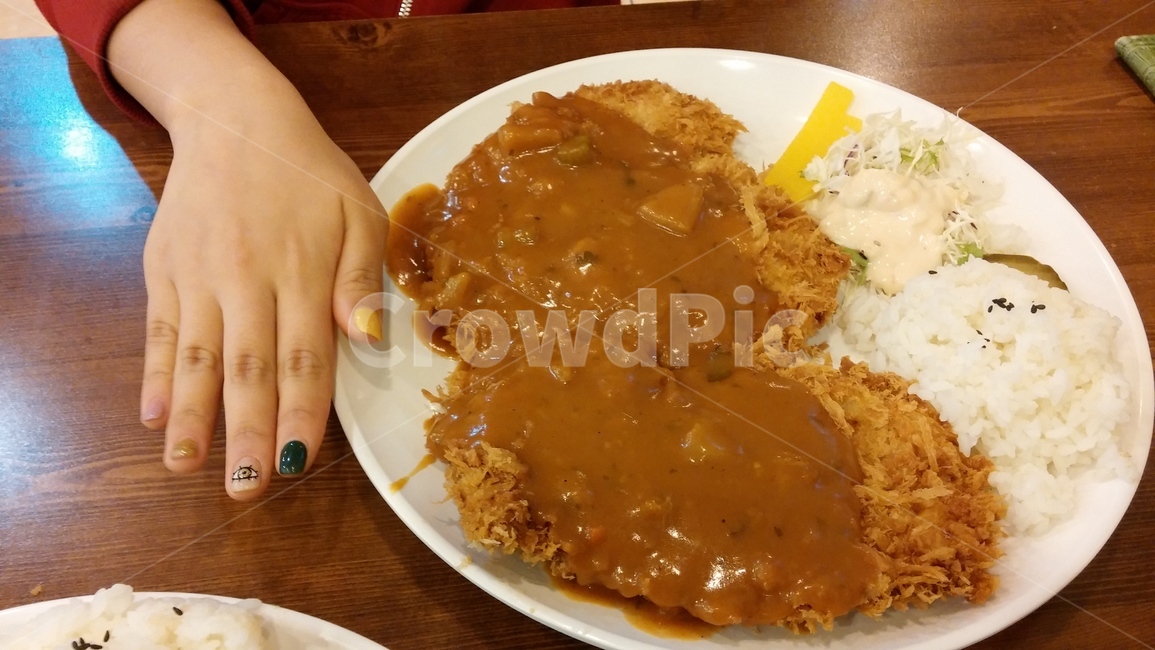 네일아트,돈까스,사이즈비교,음식,손,porkcutlet,nailart