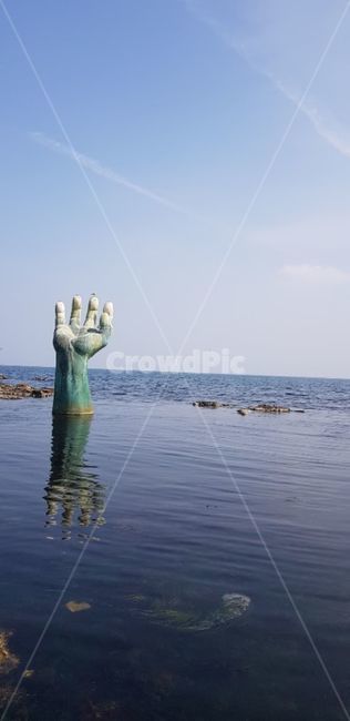 포항,호미곶,손,바다,하늘,자연,풍경,울진