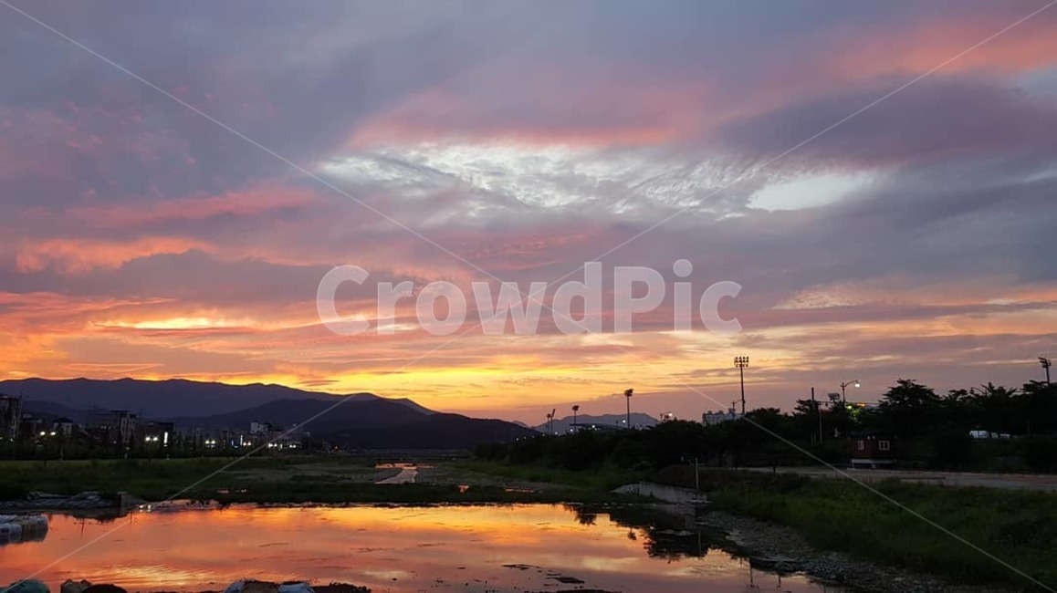 하늘,노을,붉은하늘,sky,자연