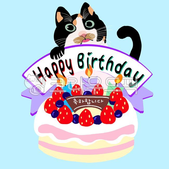 생일케이크,고양이,딸기케이크,생일축하카드,축하합니다,과일케이크,메시지카드,엽서,파티,초대,검은고양이,촛불,생크림,케이크,happybirthday