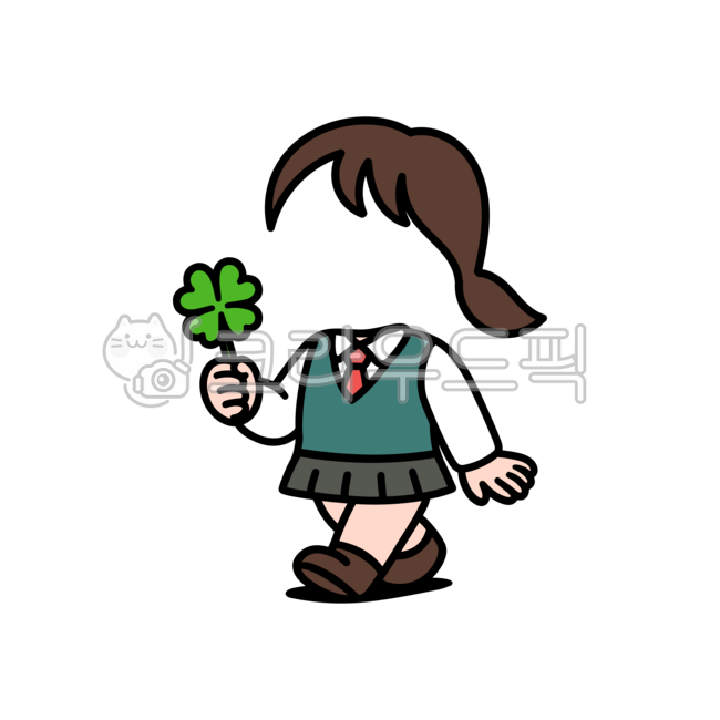 Character,luck,four-leaf clover,school,cute,school uniform,student,four-leaf clover,passing,elementary school student,middle school student,high school student,passing the college entrance exam