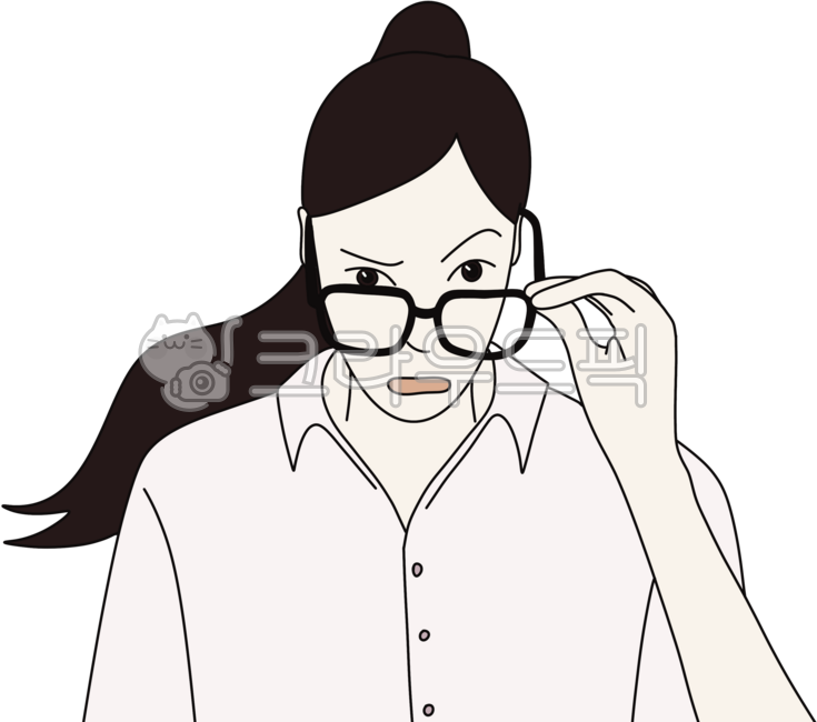 안경,사람,여자,찌릿,째려보는,의심,혼내는,화,짜증,인상쓰는