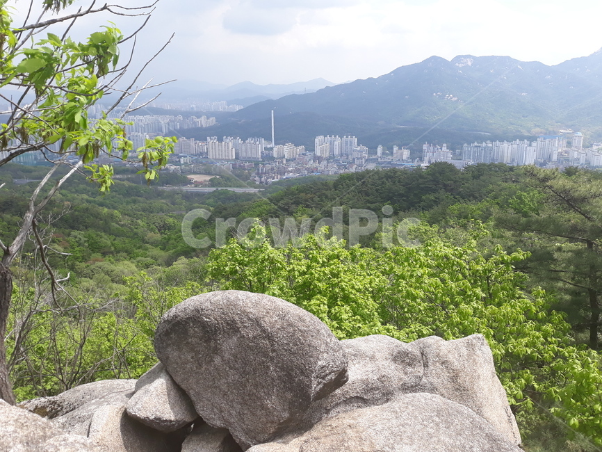 산,바위,도심,정상,미세먼지