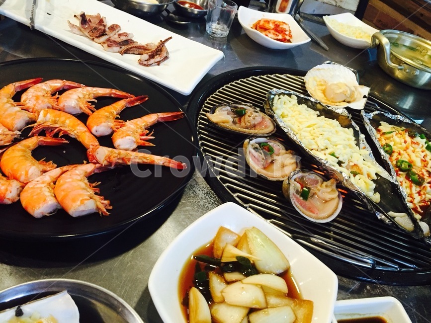 새우,조개,새우구이,대하,음식