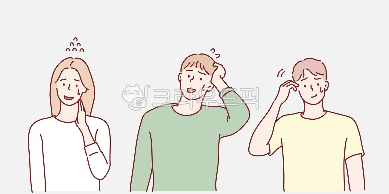 여자,여성,궁금한,땀,긁적이는,멋쩍은,당황한,모르는,사람,인물,캐릭터,일러스트,포즈,제스쳐,까먹은,건망증,문제,황당한,질문,표정,png,당황,삽화,illustration,person