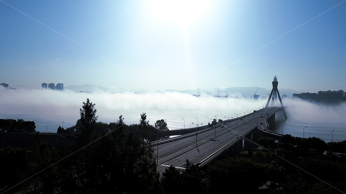 다리,한강,안개,물안개,fog,도로,river