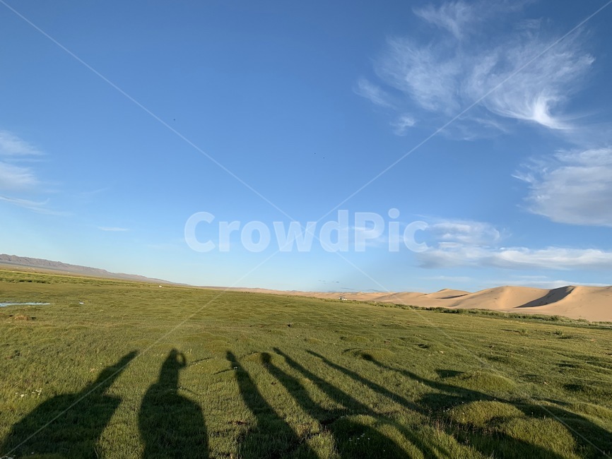 그림자,초원,사막,사람그림자,구름,하늘,파란하늘,여름,가을,nature,자연,들,outdoors,field,몽골