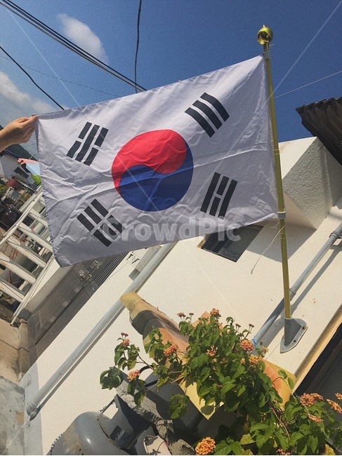 태극기,감성,동네,배경,하늘