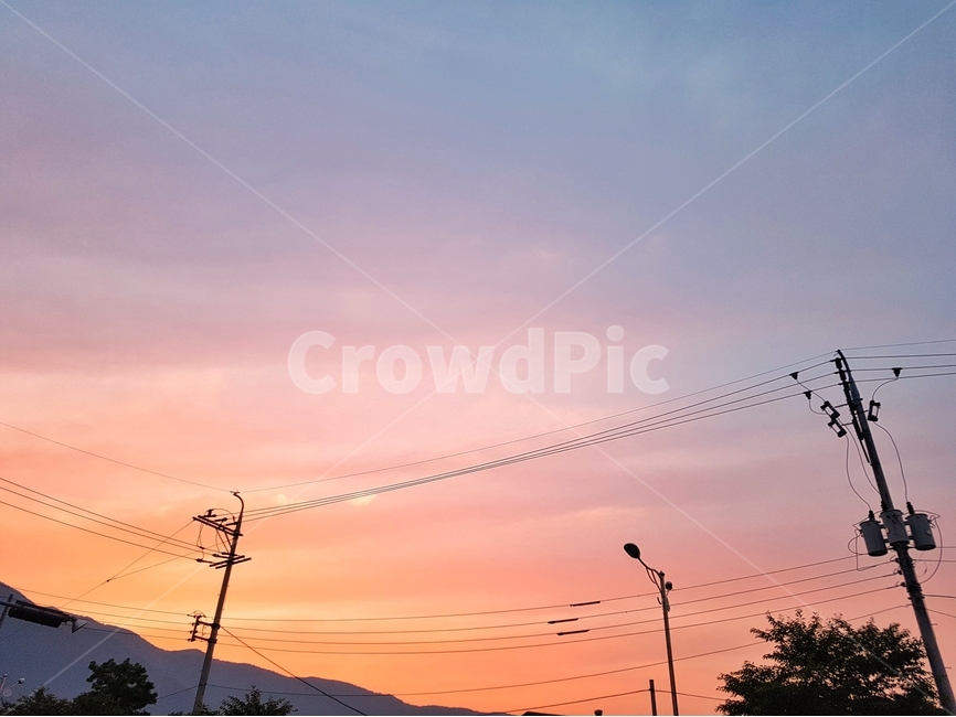 노을,sunset,해질녘,하늘,구름,sky,cloud,자연,풍경,nature,landscape,construction crane,건설 크레인