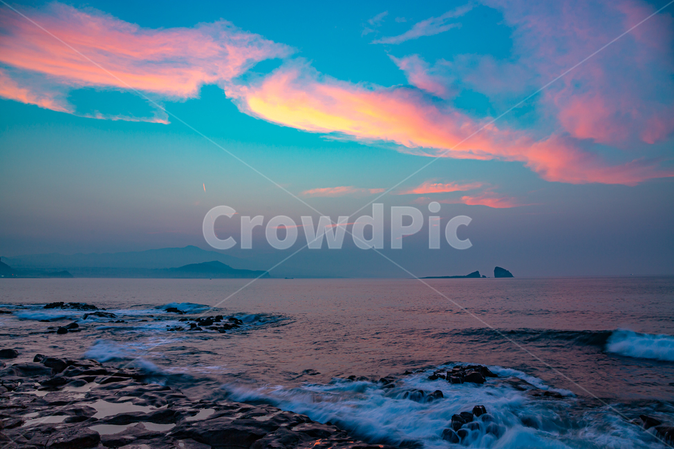 일출,여명,바닷가,자연,제주형제섬일출,한라산,장노출,파도,자연,풍경,nature,landscape,색깔,색상,색채,색감,color sense,color sensitivity,feeling of color,outdoors,옥외,sea,바다,ocean,대양,water,물