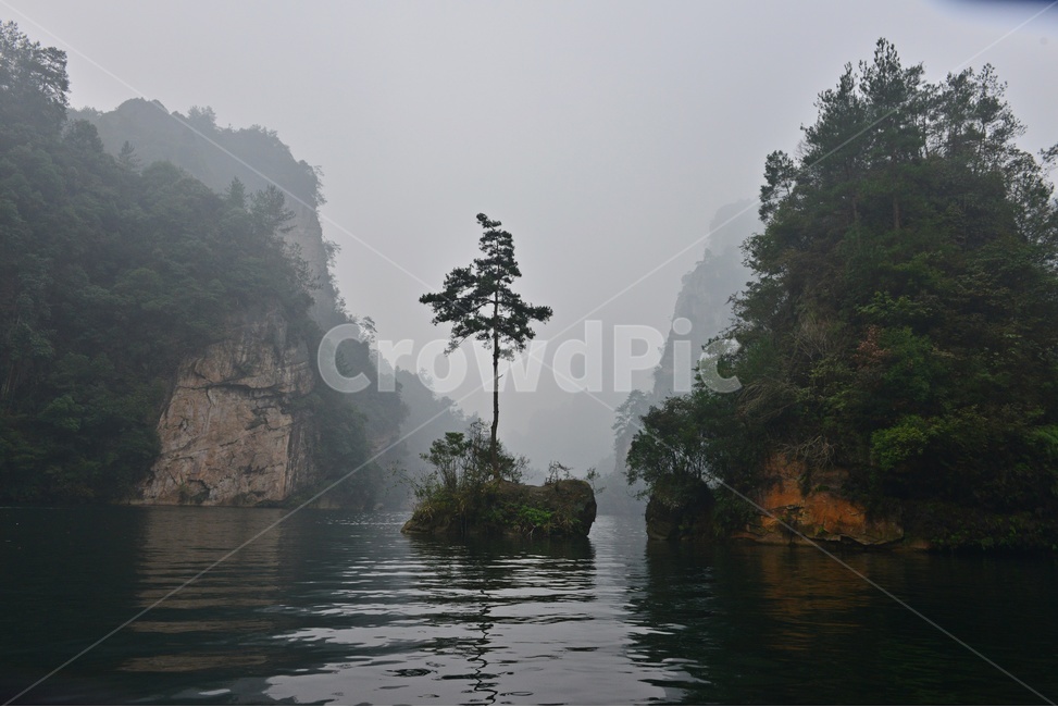 water,물,nature,자연,weather,날씨,outdoors,옥외,중국,장가계,대협곡,보봉호수,안개