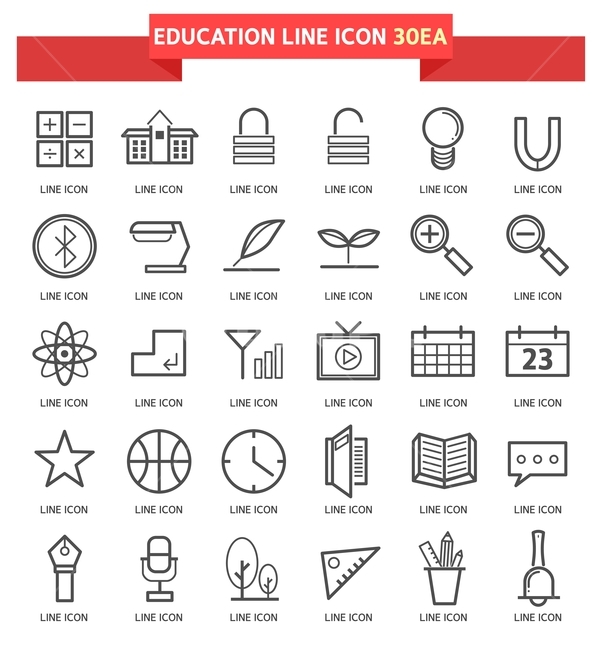 calendar,set square,Line icon,mike,bulb,Fountain pen,icon,clock,pencil,school,Pictogram,stand,basketball ball,Simple icon